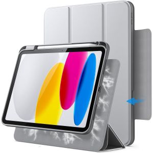 Coque Magn&eacute;tique D&eacute;tachable pour iPad (A16) 11&iquest;/10&iquest; G&eacute;n&eacute;ration (2025/2022) avec Porte-Stylet, &Eacute;tui Housse Transparent Rotative Amovible, Support Portrait/Paysage (Argent) - Neuf
