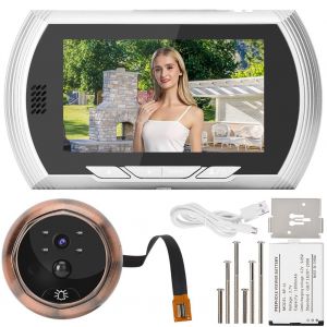 Sonnette video HD 4,5 pouces 2 MP avec camera electronique et enregistrement photo (argent) - Neuf