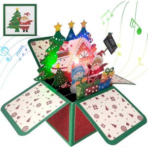 Carte de No&euml;l musicale,carte pop-up de No&euml;l avec lumi&egrave;res et musique,carte de joyeux No&euml;l pour femmes hommes maman enfants - Neuf