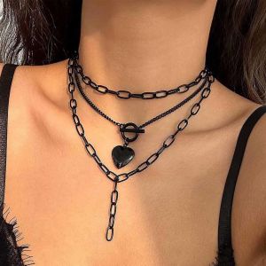 Kal-Gothique Noir &Eacute;toile Collier Noir Multicouche Croix Choke Collier Femmes Et Filles Bijoux (Collier C) - Neuf