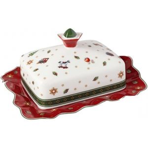 KALANKA-&iquest; Toy&iquest;s Delight beurrier, 19 x 16 x 11,5 cm, porcelaine dure, cloche &agrave; beurre, lavage &agrave; la main, r&eacute;cipient pour le beurre lors des brunchs et des f&ecirc;tes - Neuf