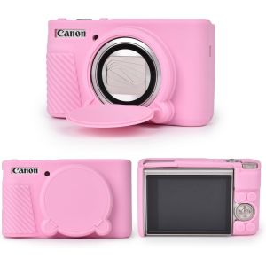 Housse en Silicone pour Canon PowerShot SX740 SX730 HS Cam&eacute;ra,Coque Protection en Caoutchouc Souple pour Canon SX740 SX730 HS-avec Couvercle d'objectif Amovible-Rose - Neuf