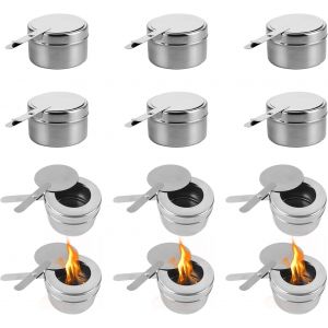 Jexnovashop-12 Pi&egrave;ces Br&ucirc;leur &Agrave; Fondue En Acier Inoxydable R&eacute;cipients &Agrave; P&acirc;te Combustible Avec Couvercle Br&ucirc;leur &Agrave; Alcool De Type Droit Accessoires De Buffet Pour Fondue Marmite S&egrave;che Poisson Grill&eacute; C - Neuf