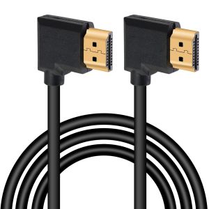 ERYI-Câble Hdmi 4K 1.4, Câble Hdmi Mâle Vers Mâle À Angle Droit 4K @ 30 Hz, Connecteur Plaqué Or, Prise En Charge Arc, 3D, Ethernet, Pour Tv Hd, Lactop, Pc, Projecteur - Noir (1 M) (Droite/Droite) - Neuf