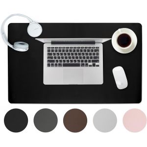 Sous-Main En Cuir Pu 60X35Cm - Noir - Sous-Main Avec Bords Cousus - Grand Sous-Main - Tapis De Souris Xxl - Tapis De Bureau - Neuf