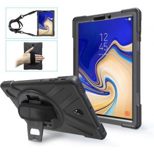 Loc-Coque Pour Samsung Galaxy Tab S4 10,5"" Sm-T830/T835/T837 - Robuste - Résistante Aux Chocs - Avec Support Rotatif À 360° - Dragonne De Transport - Noir - Neuf