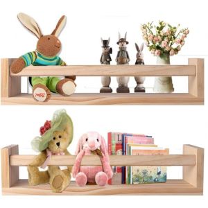 Cauc-Lot De 2 Étagères Murales Flottantes En Bois Pour Chambre D'enfant, Jouets Et Livres, Étagères Murales Pour Cuisine, Étagère À Épices, 42 X 9 X 10 Cm - Neuf