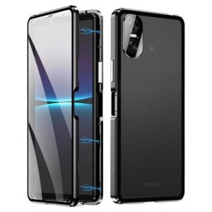 Pour Sony Xperia 10 Vi Hd Coque De T&eacute;l&eacute;phone En Verre Tremp&eacute; En M&eacute;tal Magn&eacute;tique Pour Sony Xperia 10 Vi Noir - Neuf