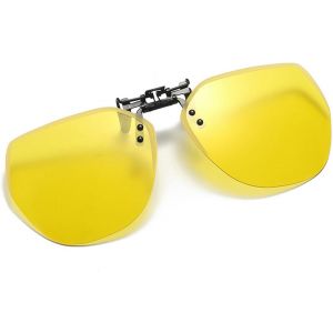Kathlelxh-Clip Anti Éblouissement,Clip Lunettes De Soleil Polarisées,Clip Lunettes Conduite De Nuit Pour Lunettes,Lunettes De Vision Nocturne Verres,Sans Monture Surlunettes Verres Jaunes[H824] - Neuf