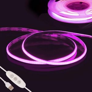 Rose Ruban Led Cob 2m,Dc5v Usb Bande Led Chambre,480led/M Cri90+ 4mm Dimmable Fancy Led Tv,Flexible Lumiere Bandeau Led Gaming Adhésif Pour Cuisine,Fête,Armoire,Diy Decor - Neuf