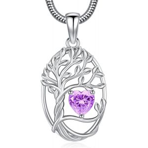 Kal-Arbre De Vie Collier Pierre De Naissance Pendentif Coeur Collier Arbre De Vie Pendentif Anniversaire De Mariage Saint Valentin Fête Des Mères Bijoux Cadeau Pour Femmes Filles - Neuf