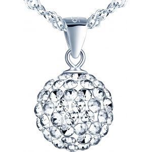 Kal-Collier Pendentif De Boule De Cristal Shambhala Pour Femme Fille, Collier En Argent 925 Avec Zircon, Argent - Neuf