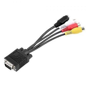 Adaptateur de c&acirc;ble universel VGA vers vid&eacute;o TV Out S-Video AV et 3 convertisseurs RCA femelles - Neuf