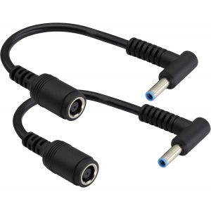 BFS-90 Degrés DC 7,4mmx5,0mm Femelle à 4,5mmx3mm Mâle d'alimentation Ordinateur Portable Câble Connecteur Charge Câble pour Ordinateur Portable HP Cordon d'alimentation(15cm/2Pack) - Neuf