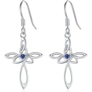 Chenquansarl-Boucles D'oreilles C Iques Boucles D'oreilles Croix En Argent Sterling 925 Femmes Boucles D'oreilles Pendantes Avec N?ud C Ique Hommes Bijoux C Iques Cadeaux De La Saint-Valentin Pour Le - Neuf