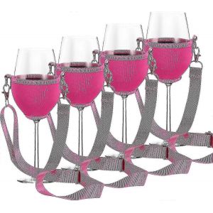Porte-Verre À Vin Suspendu Rose Lot De 4 Pour La Décoration De Fête,Support De Rangement De Tasse De Mariage De Noël Avec Crochets - Neuf