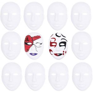 12 Pi&egrave;ces Blanc Masque,Blanc Plein Visage Papier Masque Pour Soir&eacute;e Dansante Cosplay,Mascarade Unie,Bricolage D&eacute;coration,Masque Peint &Agrave; La Main (Fille Style) - Neuf