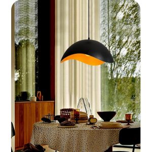 Suspension Luminaire Industriel,Vintage Lampe Suspendue E27 En M&eacute;tal Hauteur R&eacute;glable,Corde Ajustable Pour Salon Cuisine Restaurant Caf&eacute; Bistro Salle &Agrave; Manger Chambre &Oslash;29Cm(Noir Or) - Neuf