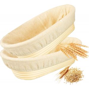 Jexnovashop-2 Banneton Pour Pain Ovales De 25 Cm, Panier De Fermentation Pour Pain, Corbeille &Agrave; Pain Ovale En Rotin Durable Pour La Cuisson Du Pain, Les Accessoires De P&acirc;tisserie - Neuf