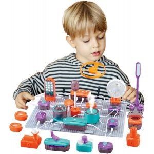 Kit de construction &eacute;lectronique &agrave; partir de 3 | 150 exp&eacute;riences et 53 composants Jouet physique STEM avec capteurs de lumi&egrave;re, microphone | Kit d'apprentissage en g&eacute;nie &eacute;lectrique avec plaques de - Neuf