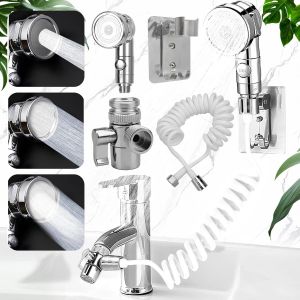 KGABERY-Ensemble Pomme De Douche Lavabo,Pommeau De Douche Lavabo Extensible,De Douche Pour Pet Douche,Douche Salle 1.5M Tuyau Télescopique,Pour Éviers,Cuisines,Salles De Bains(3 Modes) - Neuf