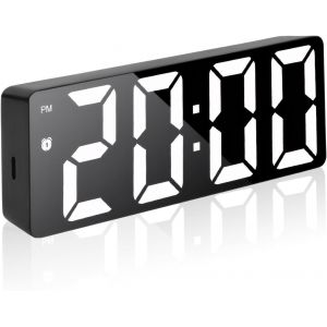 KAL-Réveil Numérique Led, Horloge De Chevet, Réveil Alimenté Par Usb, Avec 3 Modes De Répétition, Matin Numerique Avec Temps Date Température Somnoler Luminosité Réglable Horloge (Noir) - Neuf