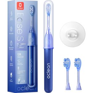 Kyaoayo-Ease À Dents Électrique, 3 Brosettes, Autonomie De 120 Jours Et 2 Modes, À Dents Électrique Sonique, Ideal Pour Voyage, Minuterie Et Support Mural, Bleu - Neuf