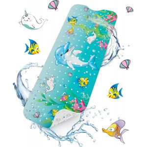 Kalanka-Tapis De Baignoire Antidérapant, Extra Long 101x40 Cm Tapis Antidérapant Baignoire Bebe, Tapis De Douche Antidérapant Avec Ventouses Et Trous De Drainage, Lavable En Machine, Dauphin - Neuf