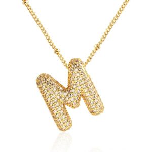 Kal-Colliers Pour Femme Collier Alphabet Ballon Dor&eacute; Lettre Initiale Exquis Plaqu&eacute; Or Cha&icirc;ne Pendentif Alphabet Collier Fluffy Alphabet Pendentif Collier (Lettre M) - Neuf