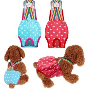 Chien Femelle De Couches, 3 Packs Bretelle D'hygiène Chien Pantalon Lavable Et Réutilisable, Physiologiques Couche Culotte Menstruel Sous-Vêtements Pour Petit Chien (L) - Neuf
