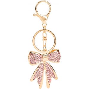 KAL-Porte-Cl&eacute;s Noeud En Strass, Paillet&eacute; Dor&eacute; Et Rose Bijou De Sac Noeud Pour Femme Mignon Coquet Porte-Cl&eacute;s Esth&eacute;tique Pour Cl&eacute;s Sac &Agrave; Main - Neuf