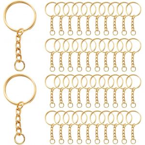 KAL-100 Pièces Anneau Porte Clé Avec Chainette,25Mm Anneaux Porte Clés,Métal Porte Clef Et Anneaux Ouverts,Anneaux De Porte Clef,Kit Porte Clé Pour Porte Clés Et Loisirs Créatifs,Bricolage Bijou - Neuf