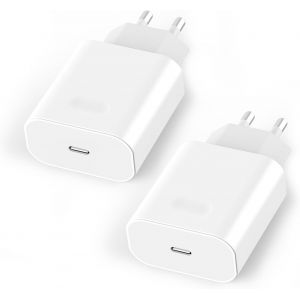 JGD-2Pack iPhone Chargeur Rapide, 20W USB C Certifi&eacute; Apple MFi Chargeur Bloc Compatible avec iPhone 17/16/16 Plus/16 Pro/16 Pro Max/15/14/13/12/11/SE/XS/XR/8/7/iPad Air/AirPods, Adaptateur Secteur Pr - Neuf