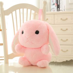 Sac à dos en peluche mignon lapin à longues oreilles sac à dos en peluche sac à dos pour enfants Sac à dos lapin rose 45 x 30 cm + couverture (0,9 kg) - Neuf
