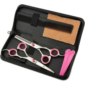 Eryi-Cheveux Professionnel Ciseaux De Coupe Cisailles Barber Sculpteurs Lot Kit- Famille Coupe De Cheveux, Outil De Barber Coupe De Cheveux À Effiler Texturizing - Argent / Rose - 15,2 Cm - Neuf