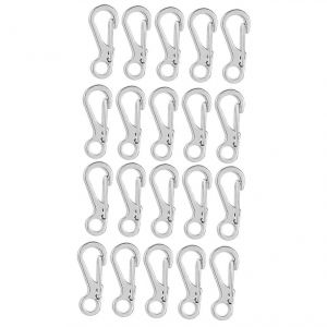 Mini Porte-Cl&eacute;s Avec M&eacute;canisme &Agrave; Ressort Durable Porte-Cl&eacute;s Pour Le Camping En Plein Air Voyage Argent 2.48 X 1 X 0,33 Cm Set De 20 - Neuf