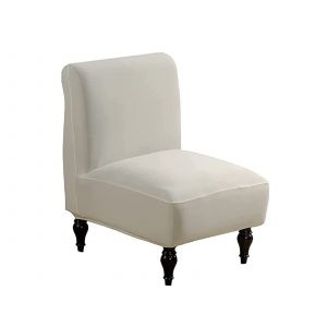 Housse Extensible Beige Pour Fauteuil D'appoint Sans Accoudoirs - Neuf