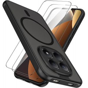ELVORIX-Magn&eacute;tique Coque pour Xiaomi Redmi Note 15 Pro 5G,avec 2 Verre Tremp&eacute;,&Eacute;tui Compatible Redmi Note 15 Pro 5G Housse,Mat Translucide Anti-Rayures Arri&egrave;re,[Sensation de Peau][Anti-Choc]-Noir - Neuf