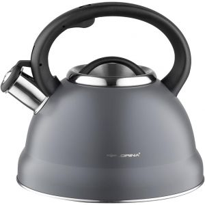 Bouilloire Inox (2,1 L) I Bouilloire Sifflante Jacob I Poignée En Bakélite I Non Electrique I Bouilloire Induction, Gaz I Pour Thé Et Café I Couleur: Gris[ASP6181405] - Neuf