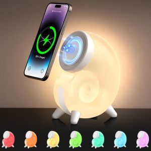 Trahoo-Chargeur Induction Avec Lampe D'ambiance, Chargeur Mag-Safe Ajustable À Côté D'une Lampe De Chevet, Support Mag-Safe Pour Iphone 15 Pro Max/14/13, Chargeur Sans Fil Pour Samsung Galaxy S24 Ult - Neuf