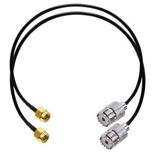 Câble d'extension SMA vers UHF RG58 20 pouces (50cm) SMA mâle vers SO239 Femelle Antenne WiFi Câble Pigtail PL-259 Câble d'assemblage coaxial RF pour CB Radio Ham Radio 2 Pack - Neuf