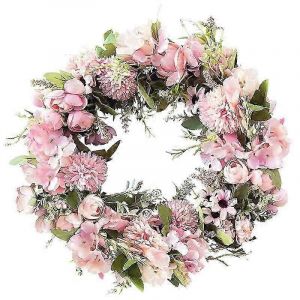 Couronnes roses réalistes faites à la main pour porte d'entrée,fenêtre,mariage,décoration murale pour la maison - Couronnes de porte artificielle de 17 pouces - Neuf