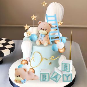 Bleu Teddy Bear D&eacute;coration De G&acirc;teau Bapt&ecirc;me Gar&ccedil;on D&eacute;coration De G&acirc;teau Fille 1 An Bleu D&eacute;coration De G&acirc;teau Teddy Bear D&eacute;coration De G&acirc;teau Pour Mariage Baby Shower Anniversaire Party - Neuf