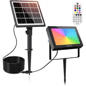 30w Spot Solaire Exterieur Rgb 10 Couleurs 30 Modes Dynamiques 6 Luminosité Minuterie Ip66 Etanche Lampe Solaire Avec Télécommande Eclairage Exterieur Pour Jardin, Arbres, Chemins - Neuf