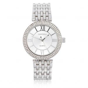 Mode Femmes En M&eacute;tal Strass Mouvement &Eacute;lectronique Montre Bande R&eacute;glable (Argent) - Neuf