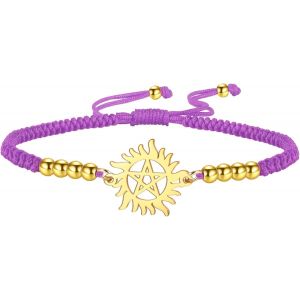Eryi-Bracelet Pentagramme Soleil Pour Homme Et Femme En Acier Inoxydable Creux Surnaturel Double Corde Bracelet Breloques Wicca - Neuf