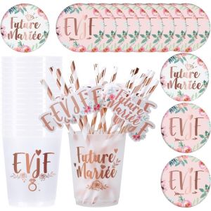Mevronisshop-Gobelet Evjf 1+14 Kit, Badge Future Mari&eacute;e Badge Evjf Tasse Paille - Team Bride Accessoire Enterrement De Vie De Jeune Fille Decoration - Neuf