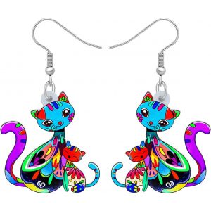 Kal-Acrylique Boucles D`Oreilles Mignon Chat Chaton Dangle F&ecirc;te Des M&egrave;res Chat Cadeaux Pour Femmes Filles Bijoux - Neuf