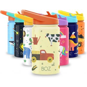 Gourde Isotherme Enfant Avec Paille 414ml, Bouteille D'eau Anti-Fuite Pour Boisson Chaude Ou Froide | Gourde Inox &Agrave; Double Paroi Isolante Et Motif Anti-Rayures Avec Poign&eacute;e, Sans Bpa (Ferme) - Neuf