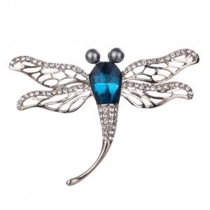 Femmes Mode Alliage Libellule Broche Avec Strass V&ecirc;tements Accessoire (Bleu Royal) - Neuf